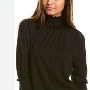 Goldie Black smocked high neck top, Large CB2065